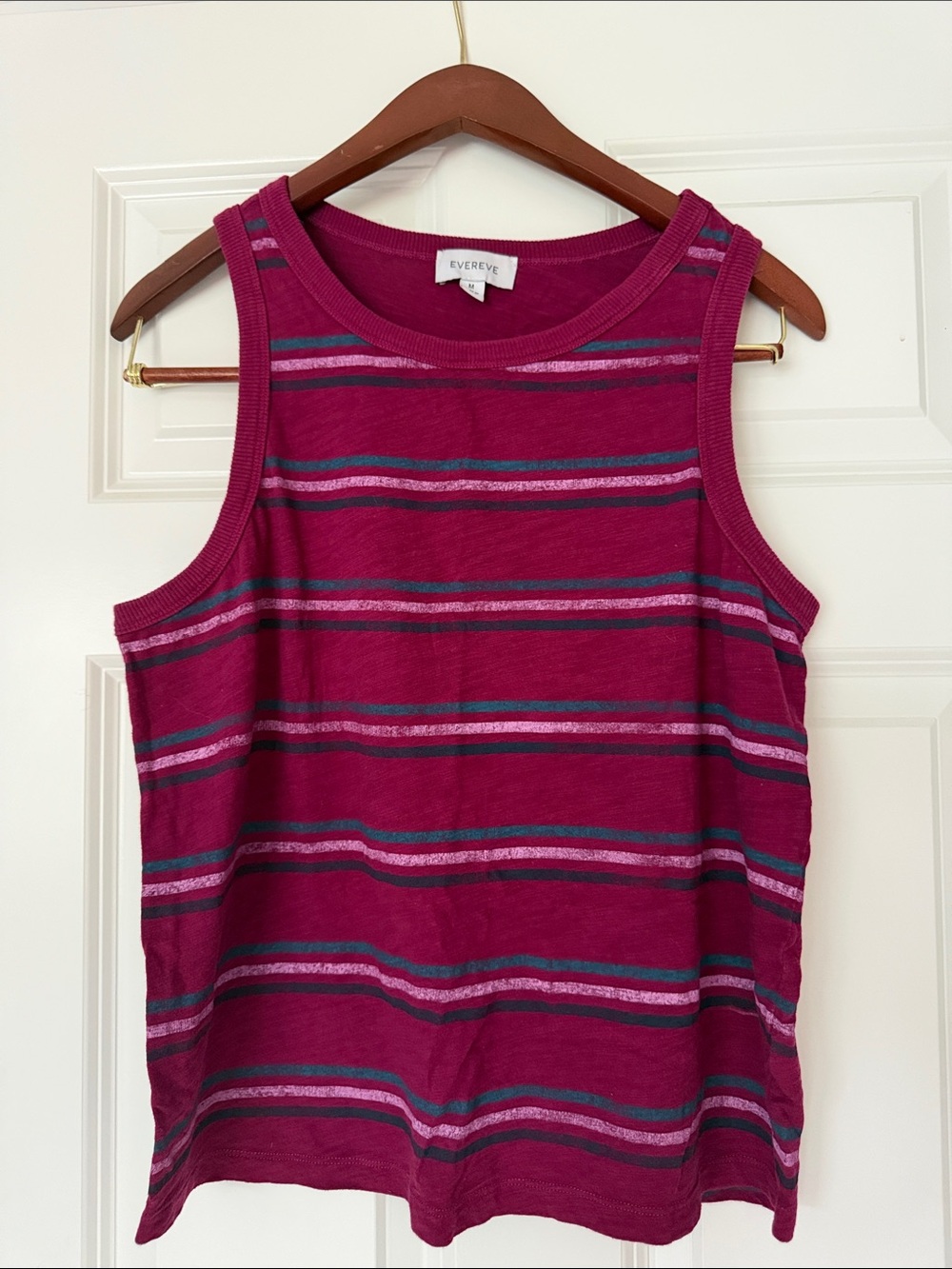 Evereve Fuchsia Striped Sleeveless Knit Tank